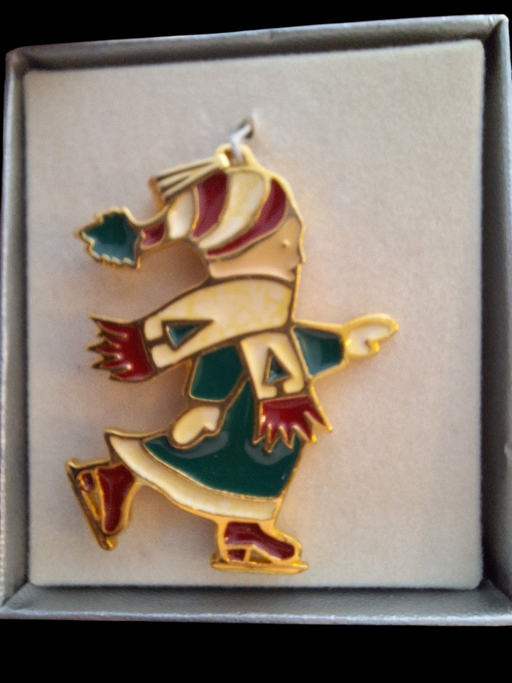 Wallace Silversmiths Enamel Character Brooch Gold & Green Like New